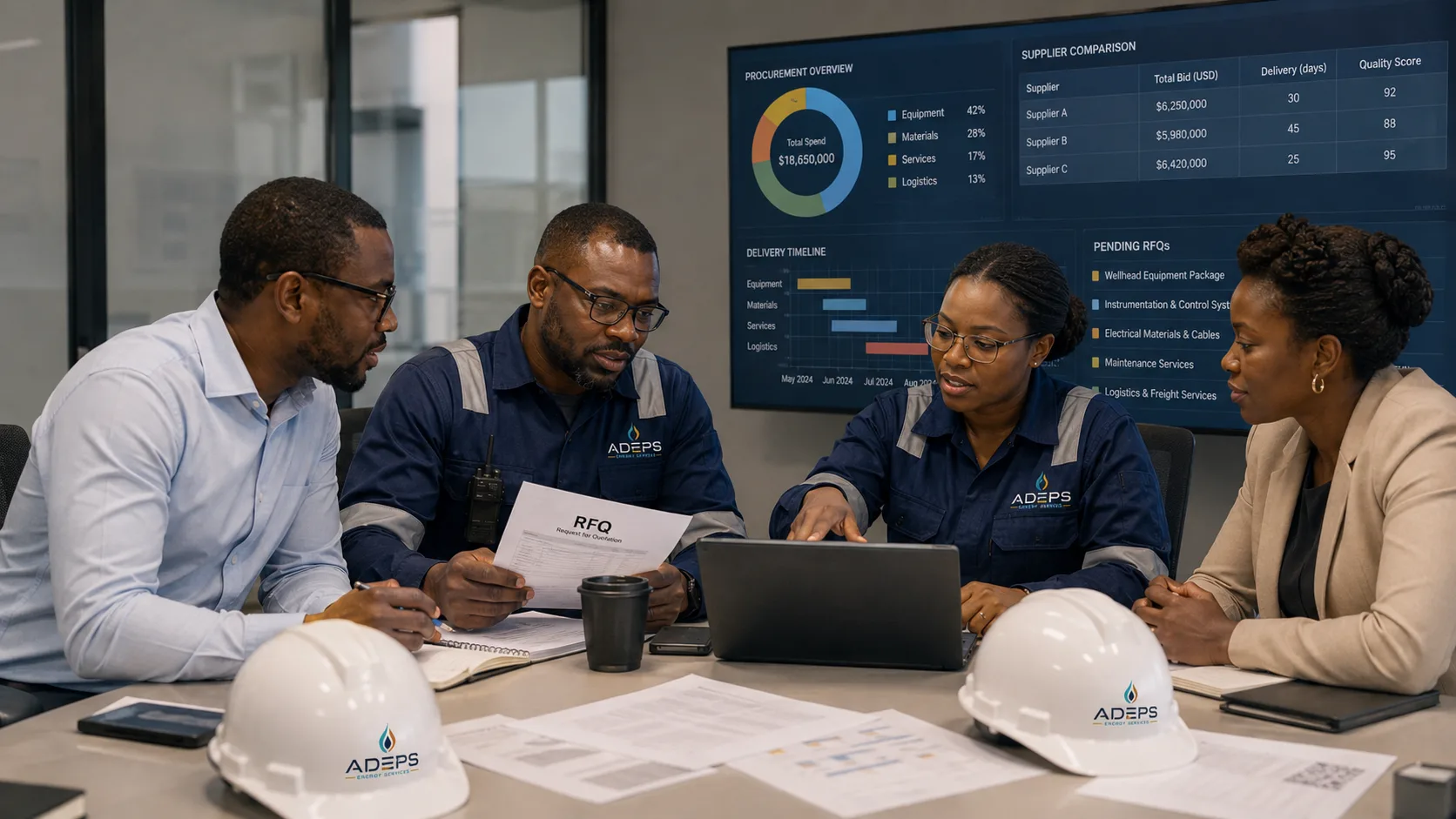 ADEPS procurement team reviewing an RFQ